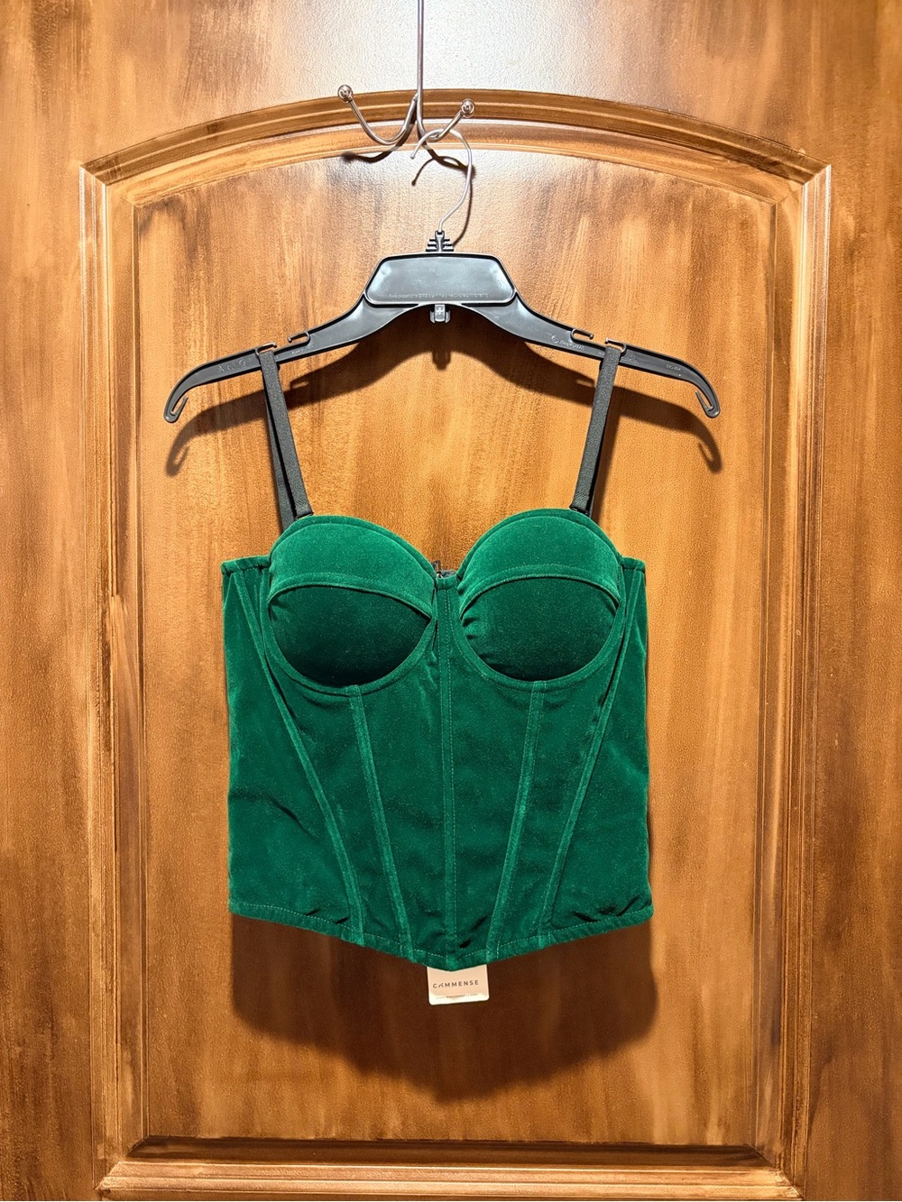 Commense Bustier in green velvet
